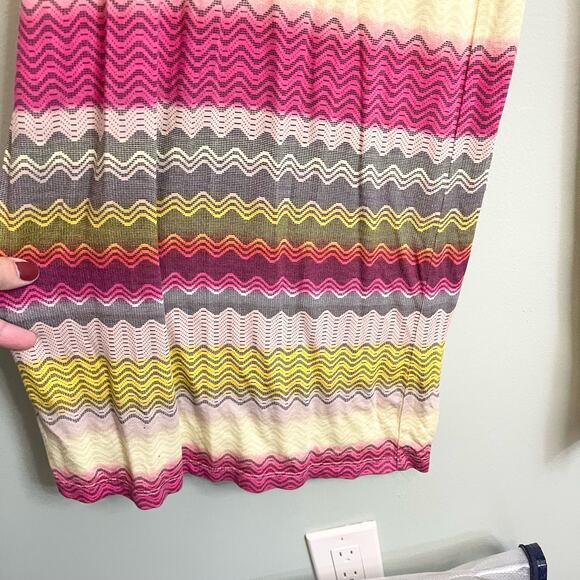 REVOLVE Karina Grimaldi Women's Basic Knit Pants pink Zig Zag Stretch Wide Leg L - Picture 6 of 7